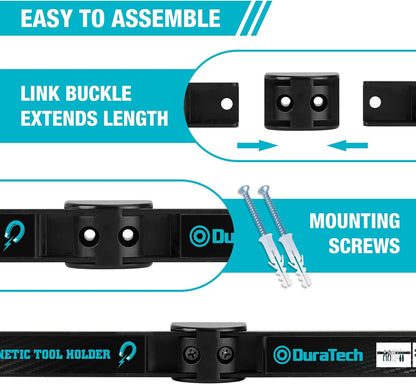 DURATECH 4 Pack 12" Magnetic Tool Holder Strip, Heavy Duty Magnetic Tool Bar, Magnetic Space Saving Tool Organizer with Mounting Screws for Garage, Workshop, Kitchen