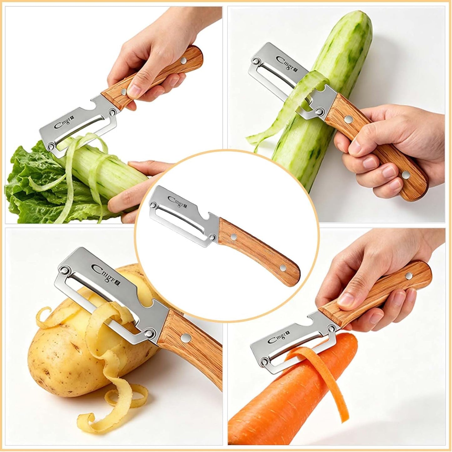 Multifunctional Vegetable Peeler with Stainless Steel Blade and Bottle Opener - Ideal for Veggie Potato Carrot and Apple Peeling