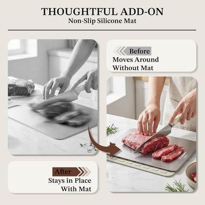 Titanium Cutting Board for Kitchen, 11.5"L x 8"W Small Metal Non Toxic Cutting Boards Dishwasher Safe, Chopping Board for Meat, Fruit, Vegetables, Outdoor, Camping (No Mat)