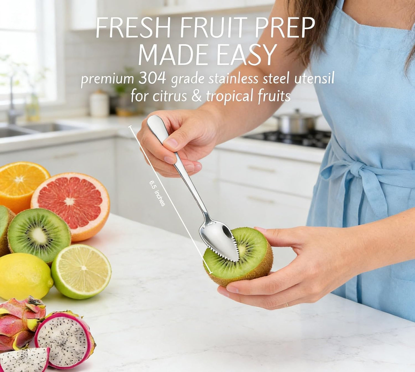 2 Pack Grapefruit Spoons Serrated Edge Stainless Steel, Polished Finish Dishwasher Safe Citrus Fruit Spoons for Grapefruit Orange Kiwi