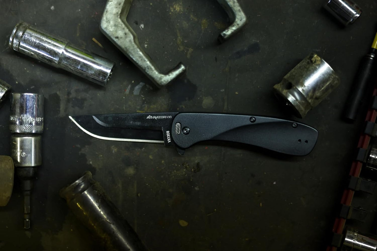 OUTDOOR EDGE RAZOR VX1 | Replaceable Blade EDC Folding Pocket Knife | 3" Stainless Blade, Gray Anodized Aluminum Handle, Reversible Pocket Clip | Outdoor, Camping, Survival, Utility