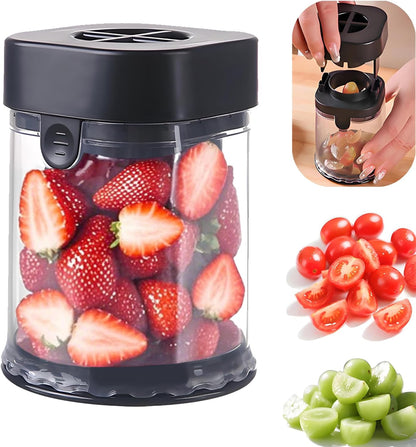 New Grape Cutter for Toddlers, Cutter Quarter Slicer Tool Into 4 Pieces for Slicing Grapes, Strawberries, Cherry, Tomatoes (Pink)