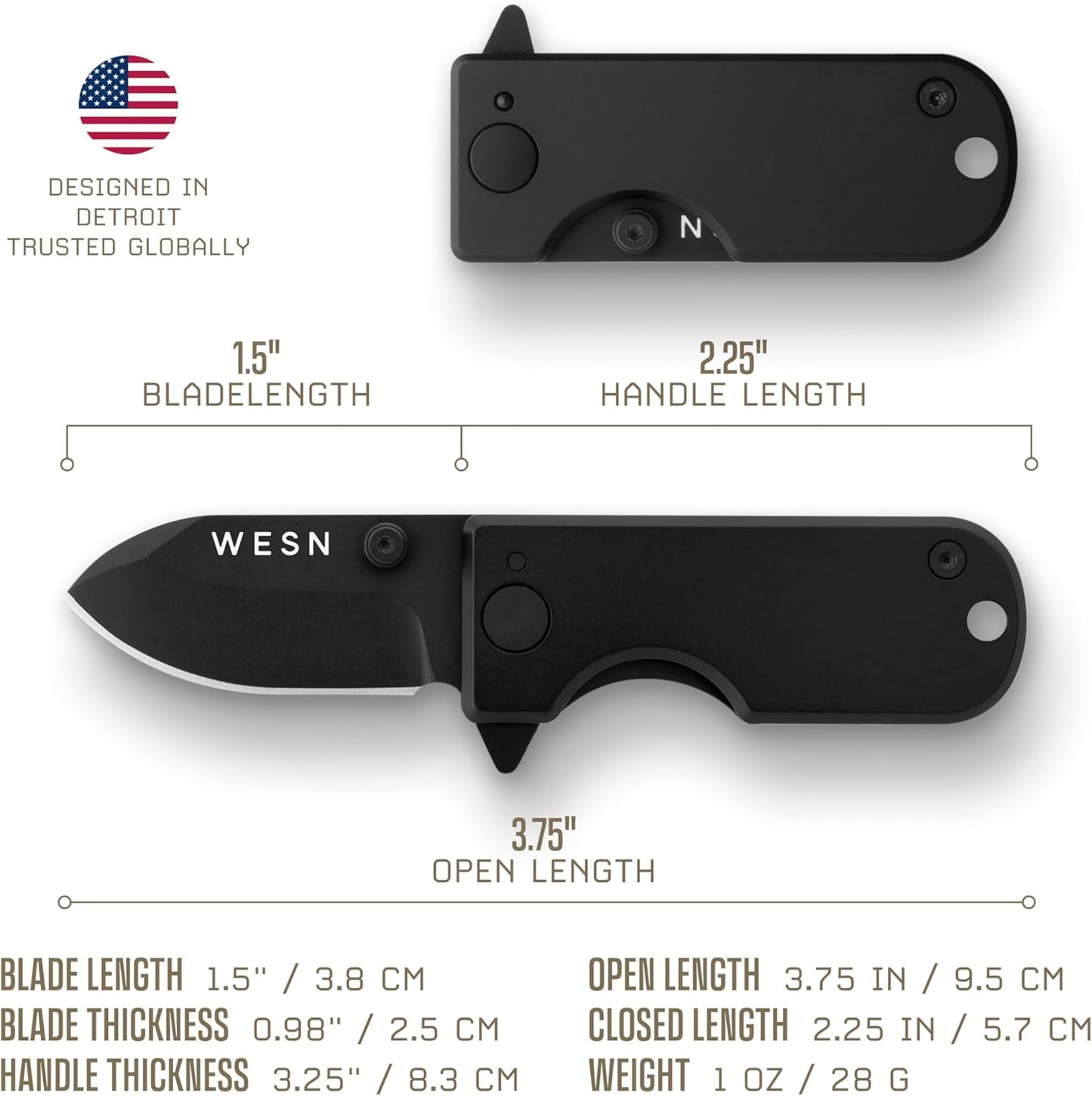 WESN Microblade Premium Folding Pocket Knife - 1.5" D2 Steel Blade, Compact Titanium EDC Knife with G10 Handle, Manual Thumb Stud, Deep Carry Clip - Lightweight Everyday Carry (Salmon)