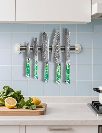 Steak Knives Set of 4, Ultra Sharp Non Serrated Kitchen Steak Knife 5 Inch - Damascus Steel & Resin Handle - Xuan Series (Sapphire Blue)