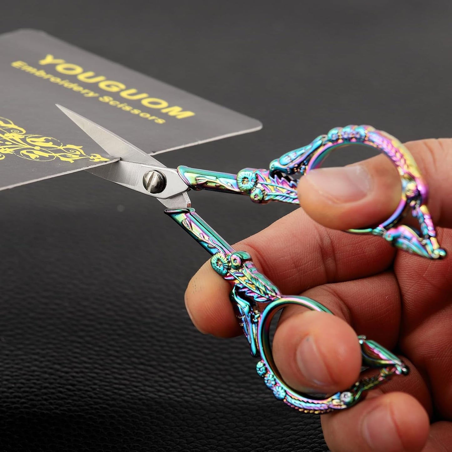 YOUGUOM Sewing Embroidery Scissors, Small Thread Scissor for Craft Artwork Needlework Yarn Knitting Detail Snips, Black Cute Bird Shears