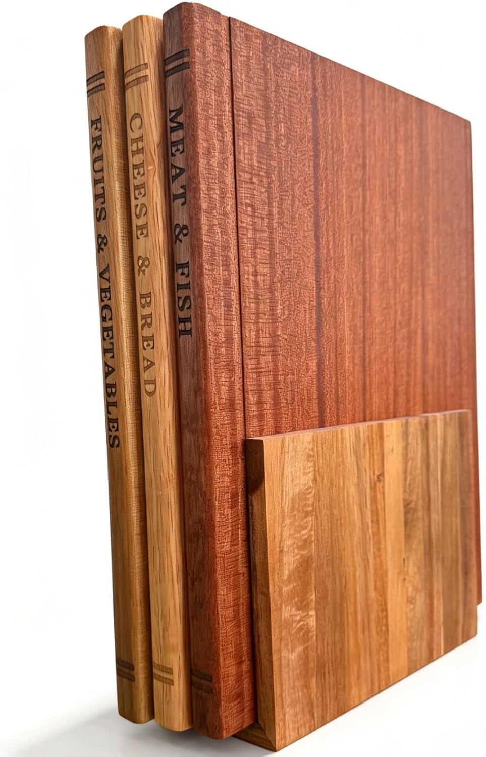 Book Cutting Board Set, Wooden Cutting Boards That Look Like Books with Stand, Unique Kitchen Decor & Charcuterie Serving Tray, Best Housewarming & Wedding Gift for Book Lovers（3pcs）