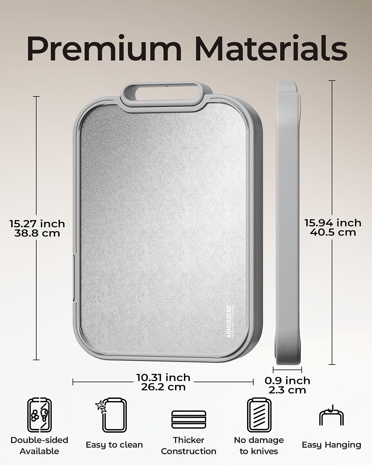 Titanium Cutting Board 2-in-1, Double Sided Wood Cutting Board for Kitchen – Non Toxic Ebony Wood & Titanium Large Chopping Board, Ideal for Meat, Vegetables & Family Cooking