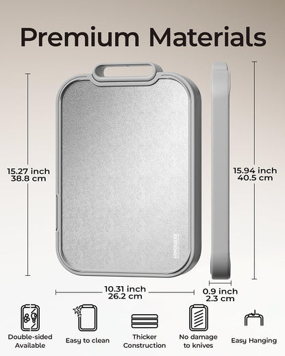 Titanium Cutting Board 2-in-1, Double Sided Wood Cutting Board for Kitchen – Non Toxic Ebony Wood & Titanium Large Chopping Board, Ideal for Meat, Vegetables & Family Cooking