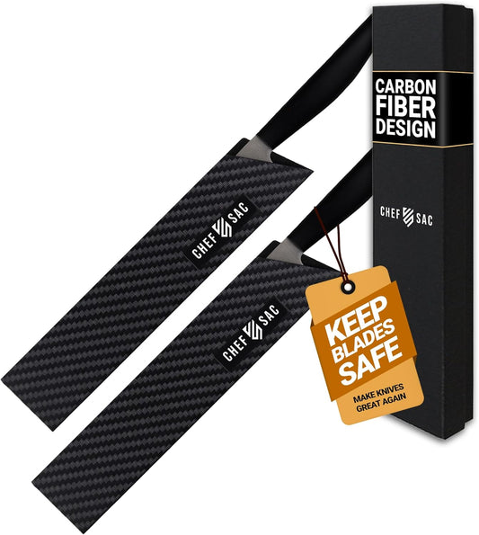 Knife Edge Guards, Universal Knife Sheath Covers, Professional Kitchen Chef Knife Protector Set, Blade Guard, BPA-Free ABS Plastic, Non-Scratch Felt Lining (2-Pack, 8.5")