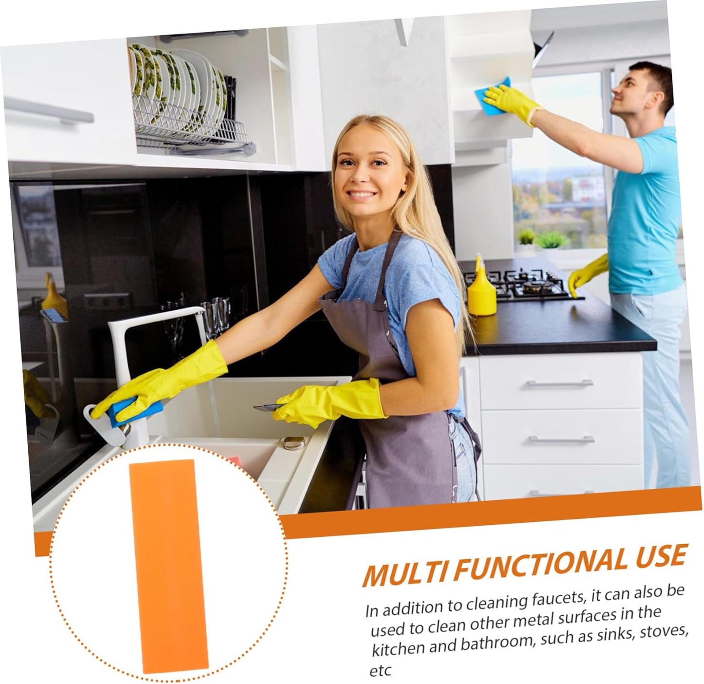 SOLUSTRE Stainless Steel Rust Scrubber Eraser Multi-Purpose Cleaner for Kitchen and Bathroom Limescale Removal Reusable and Lightweight Rubber Abradant Material Safe and Convenient