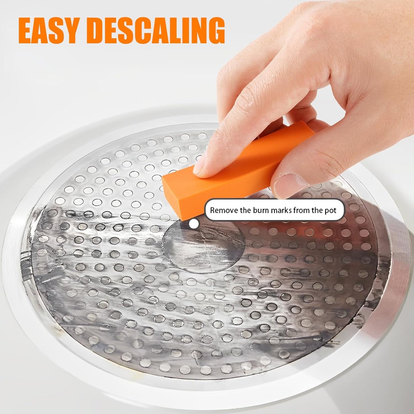 8Pcs Stainless Steel Decontamination Eraser Stainless Steel Stain Remover Reusable Rust Cleaning Eraser Multifunctional Easy Limescale Eraser for Kitchen Bathroom Pan Pot Counter