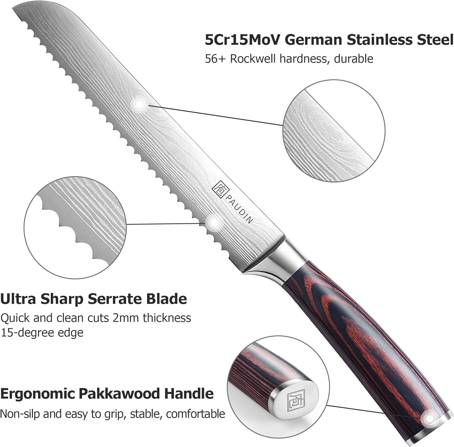PAUDIN Boning Knife 6 Inch, Super Sharp Fillet Knife, German High Carbon Stainless Steel Deboning Knives, Professional Boning Knives for Meat Poultry Chicken, Pakkawood Handle with Gift Box