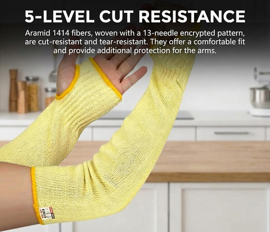 Cut Resistant Sleeves With Thumb Hole, Arm Protectors For Thin Skin And Bruising, Kevlar Sleeves Arm Protection For Women, Men, Elderly (17.7in, Black)