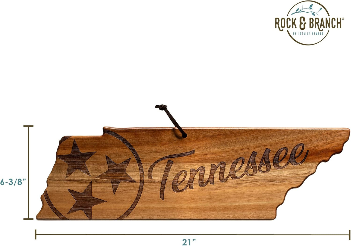 Totally Bamboo Rock & Branch Origins Series New York State Shaped Cutting Board and Charcuterie Serving Tray, Includes Hang Tie for Wall Display