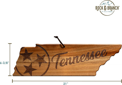 Totally Bamboo Rock & Branch Origins Series New York State Shaped Cutting Board and Charcuterie Serving Tray, Includes Hang Tie for Wall Display