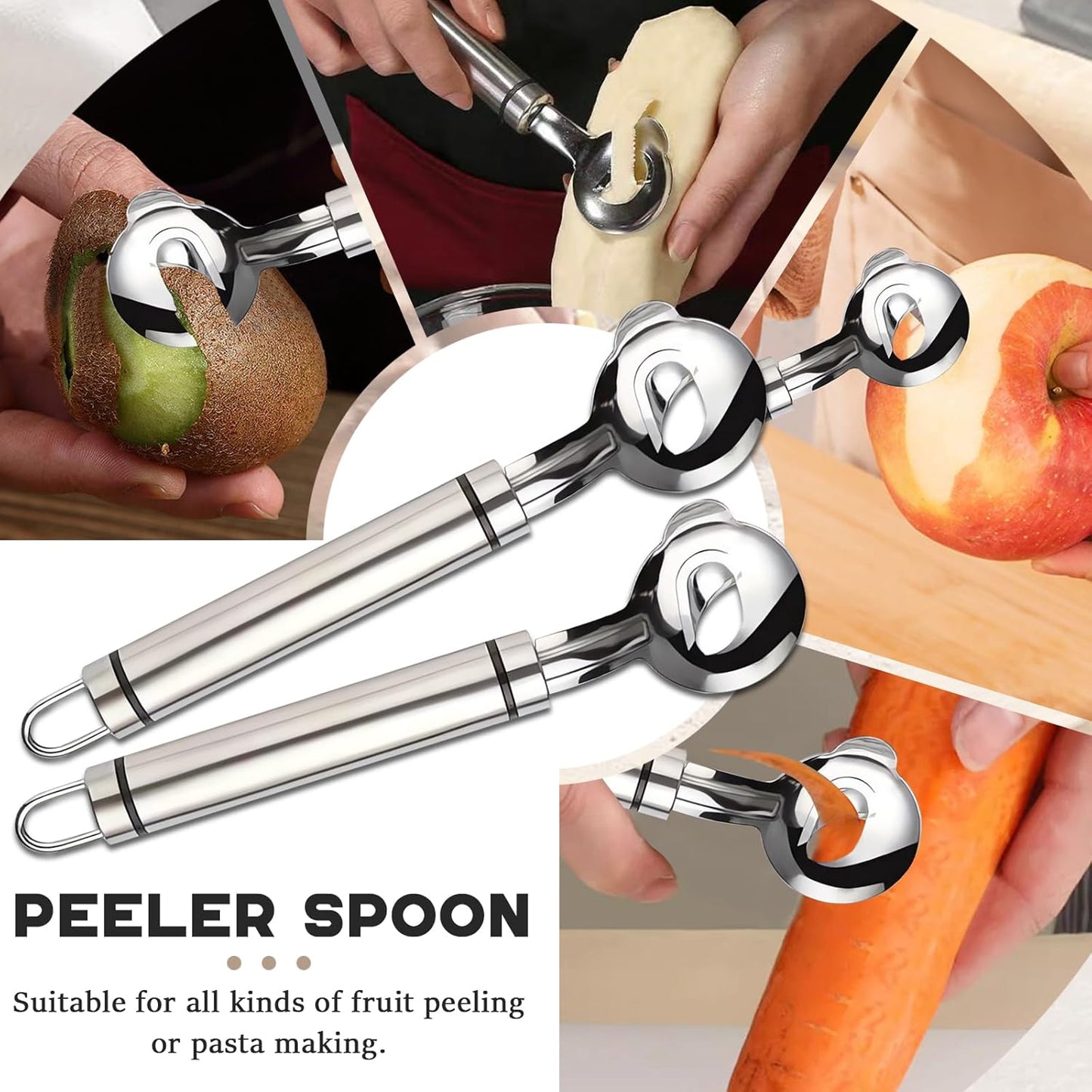 Spoon Cactus Peeler Tool, Stainless Steel Peeler Cactus, Cuchara Peladora De Nopales Tool Noodle Cutter Knife With Hole with Long Handle