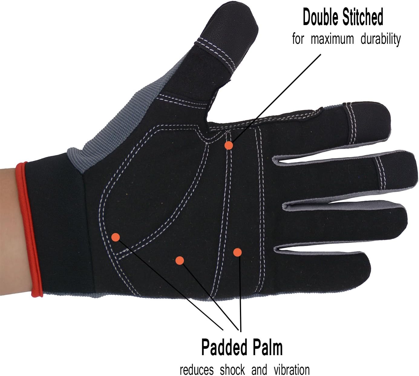 HANDLANDY Work Gloves for Men & Women, Utility Mechanic Working Gloves Touch Screen, Flexible Gardening Gloves for Yard