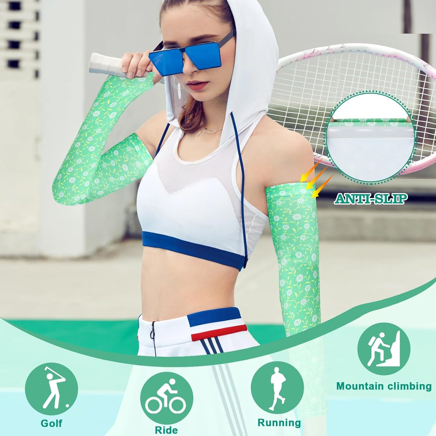 4 Pairs Gardening Sleeves Anti-Slip Arm Protection with Thumb Hole Sun Sleeve Cooling Arm Sleeves for Women Men Outdoor