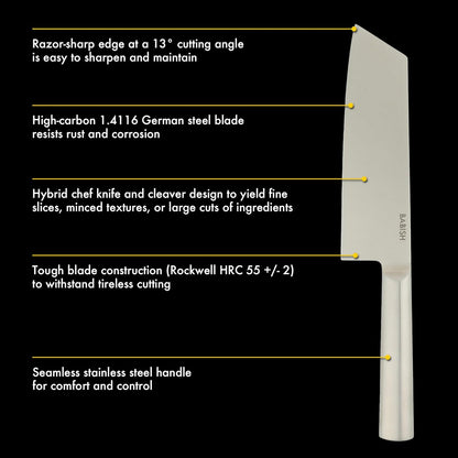 Babish 7.5-Inch Clef Knife – High-Carbon 1.4116 German Steel Kitchen Knife, Chef & Cleaver Hybrid for Chopping, Slicing & Prep, Full-Tang, Razor Sharp, Ergonomic Design