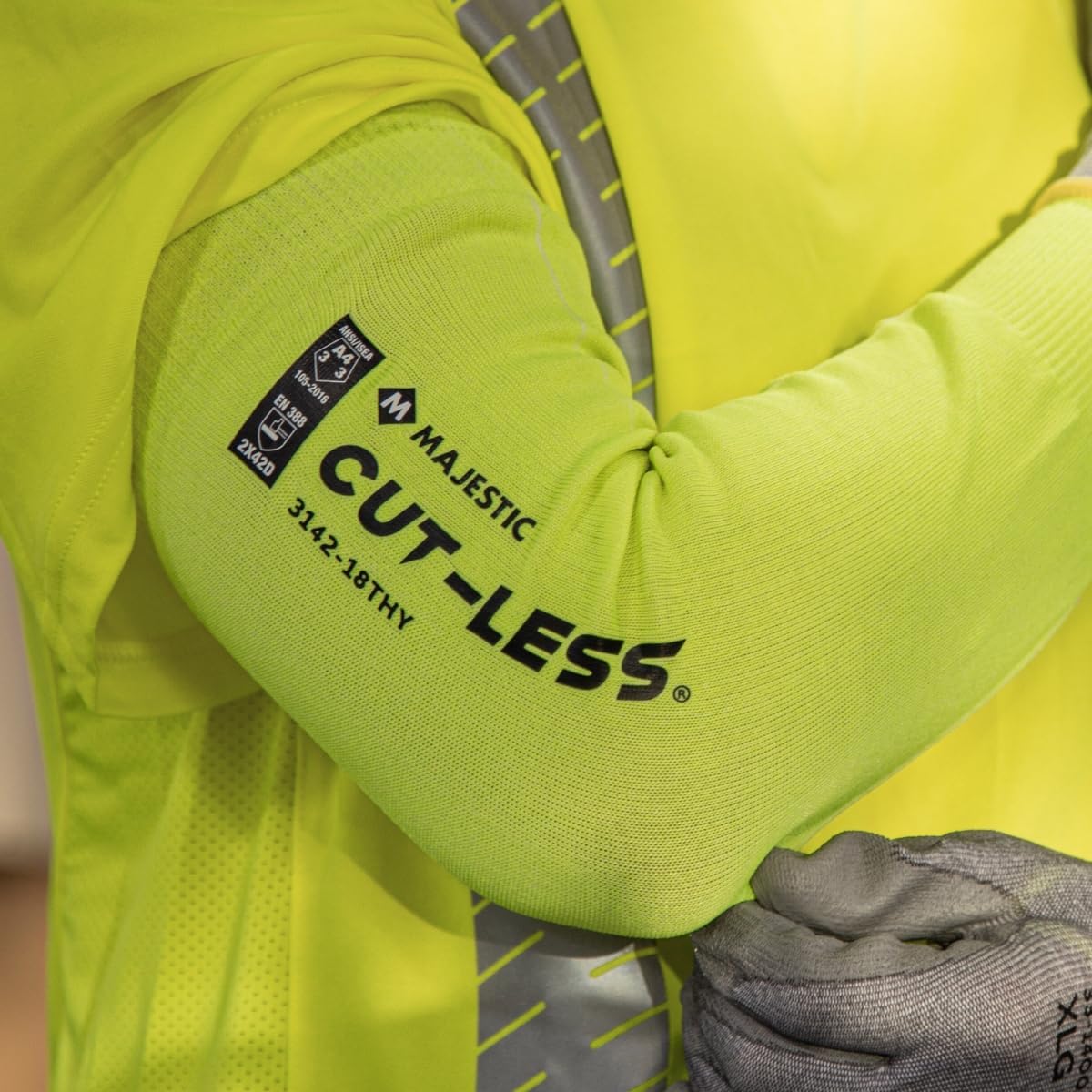 Majestic Glove Cut-Less Korplex Cut Resistant Sleeves w/Thumb Hole, Provide Arm and Wrist Protection