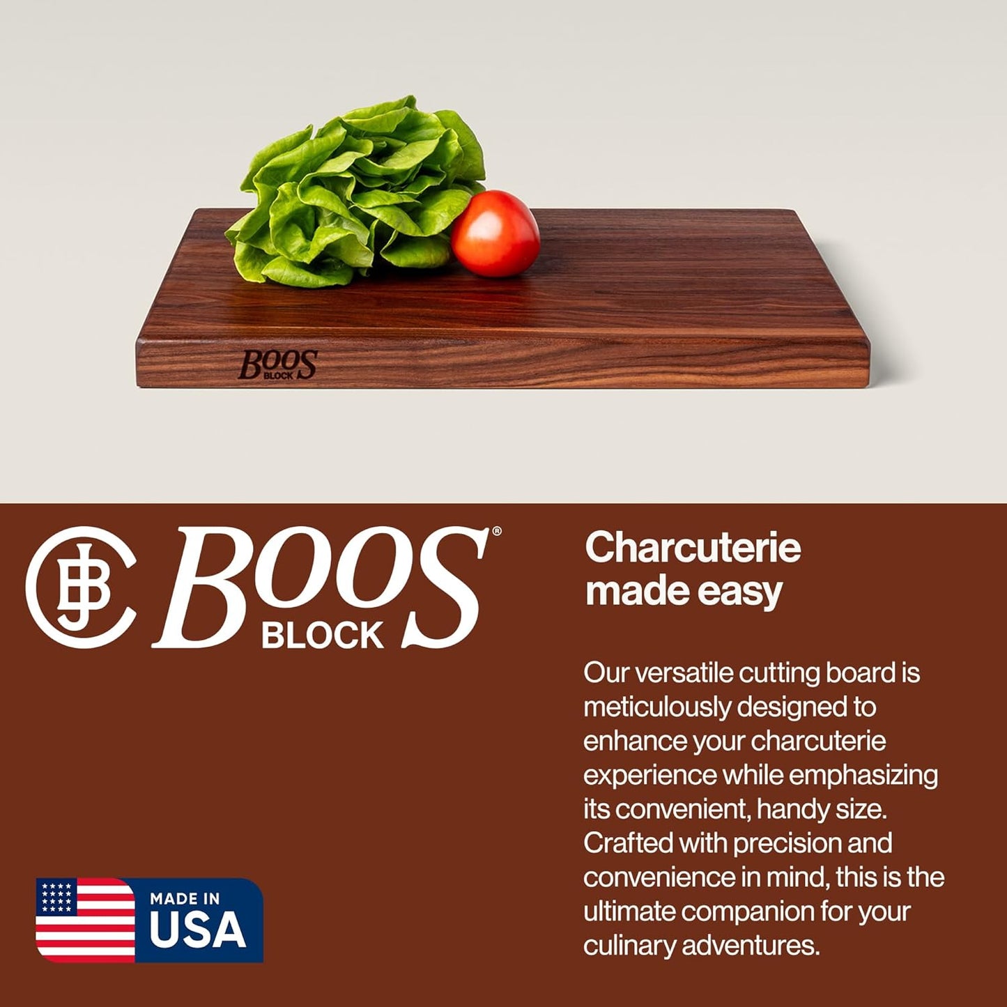 John Boos R-Board Series Rectangular Wooden Maple Cutting Board 20”x15” – 1.5” Thick, 12-lb Reversible Butcher Block with Edge-Grain & Finger Grips – Made in the USA