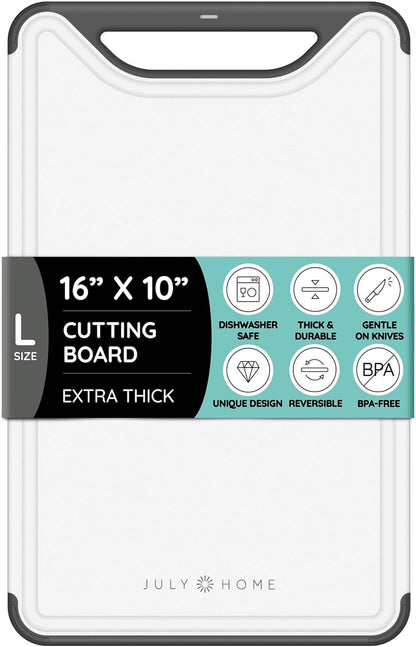 Cutting Boards for Kitchen, Plastic Cutting Board Set of 3, Dishwasher Safe Cutting Boards with Juice Grooves for Meat, Veggies, Fruits, Easy Grip Handle, Serveware Accessories (Gray)