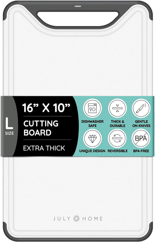 Cutting Boards for Kitchen, Plastic Cutting Board Set of 3, Dishwasher Safe Cutting Boards with Juice Grooves for Meat, Veggies, Fruits, Easy Grip Handle, Serveware Accessories (Gray)