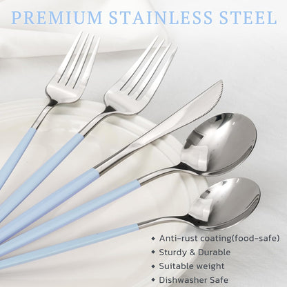 Astercook Silverware Set 48-Piece Gold Flatware Set with Steak Knives Food-Grade Stainless Steel Cutlery Set for 8 Mirror Polished Utensils Set for Home Kitchen Restaurant Valentine's Gift