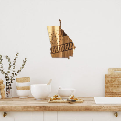 Totally Bamboo Rock & Branch Origins Series New York State Shaped Cutting Board and Charcuterie Serving Tray, Includes Hang Tie for Wall Display