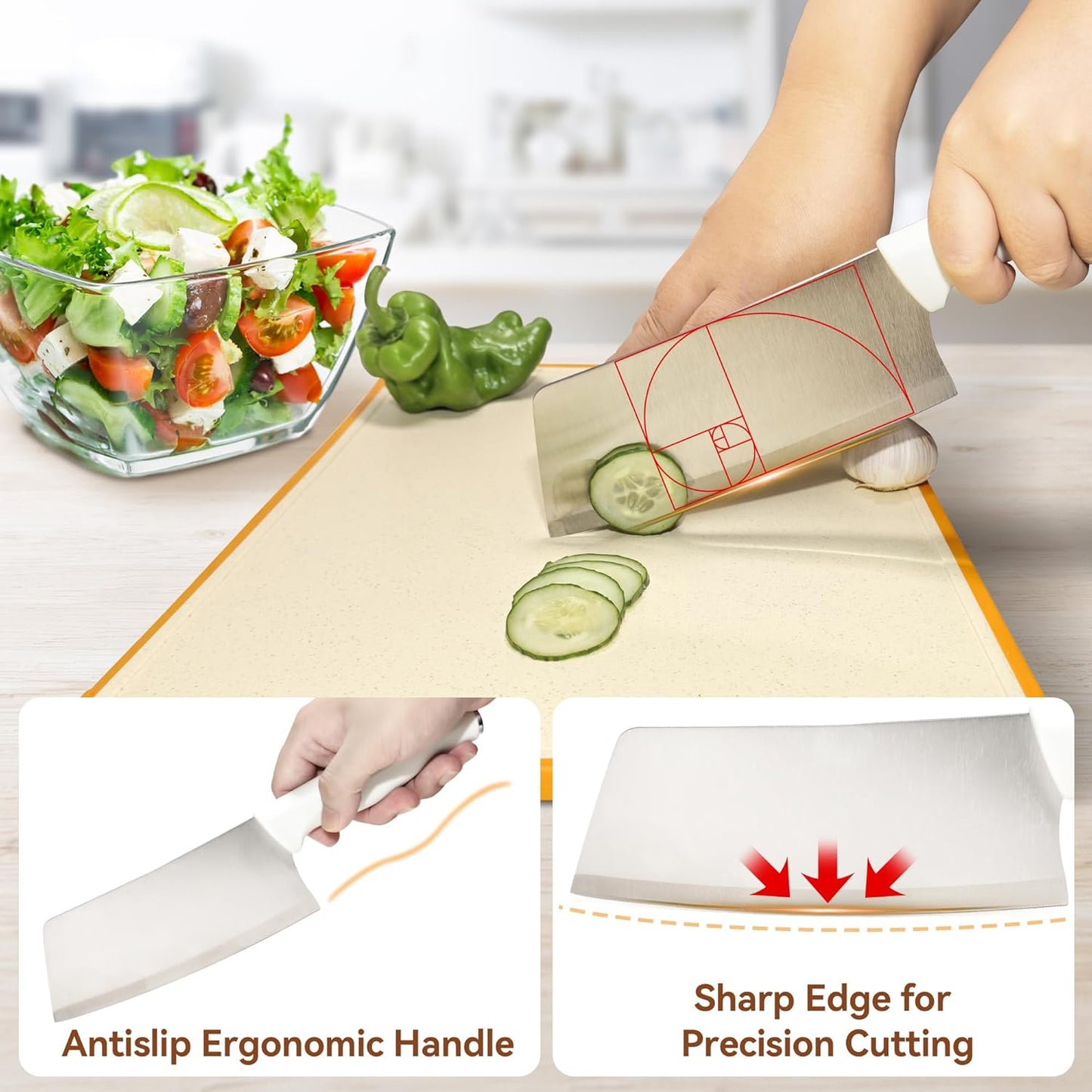 Small Knife Block Set, Modern Kitchen Knife Scissors with Universal Round Holder, Home Apartment New Kitchen Essentials, Space Saving, Dishwasher Safe(Black, 7PCS)