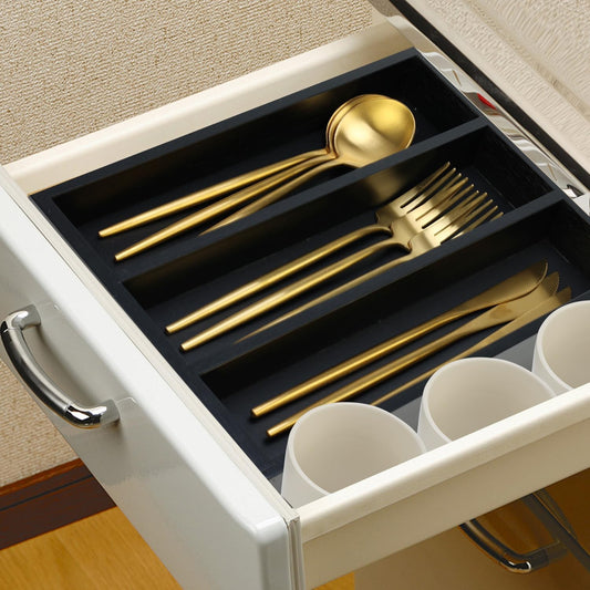 Small Silverware Drawer Organizer Kitchen Utensils Trays For Drawer Bamboo Cutlery Tray Skinny Flatware Organizer Narrow Spoon Fork Cutlery Holder Drawer Flatware Trays Slim Silverware Organizers