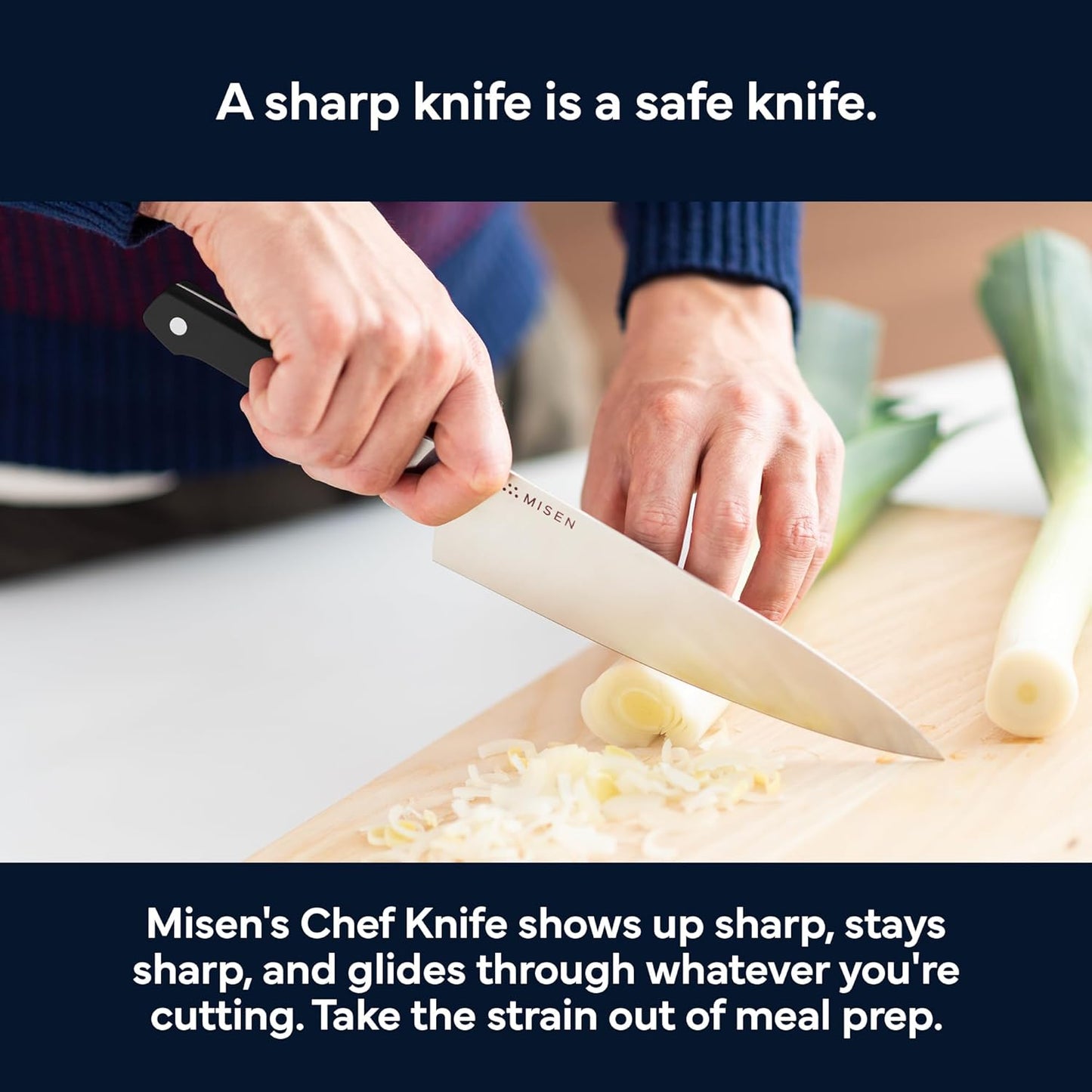 Misen 8" Chef Knife – High Carbon Japanese AUS-10 Stainless Steel – Hybrid German & Japanese Blade – Precision Kitchen Knife for Professionals & Home Cooks – Ultimate Cutting Performance - Green