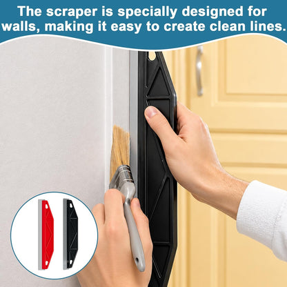 2PCS Paint Guard Shield for Trim – Red & Black Stainless Steel Scraper Knife Set for DIY and Professional Painters – Precision Paint Cutting Edge Tool, High Value