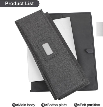 China Storage Containers Hard Shell 2 Pack, Platter Storage Case 17" x 13" x 6", 5 Felt Dividers Included, Structured Top and Stackable (Linen Grey)