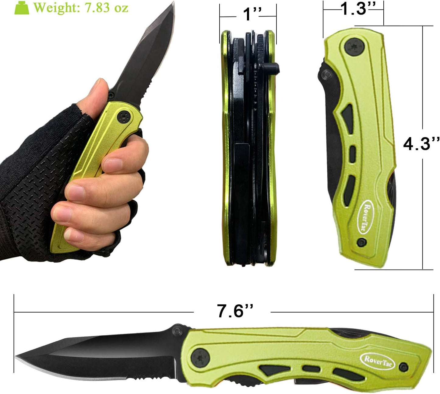 RoverTac Pocket Knife, 15-in-1 Multitool with Pliers, Bottle & Can Opener, 9 Screwdriver Bits, Locking Mechanism & Nylon Sheath - EDC Multi Tool for Camping, Hiking & DIY, Gift for Men & Dad