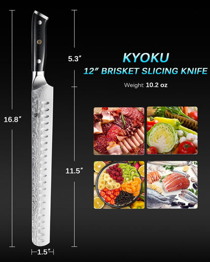 KYOKU 7 in. Japanese Fillet Knife, Shogun Series Fish Boning Knife with G10 Fiberglass Handle Damascus Steel Blade, Japanese VG10 Stainless Steel Full Tang Deboning, with Sheath & Gift Box
