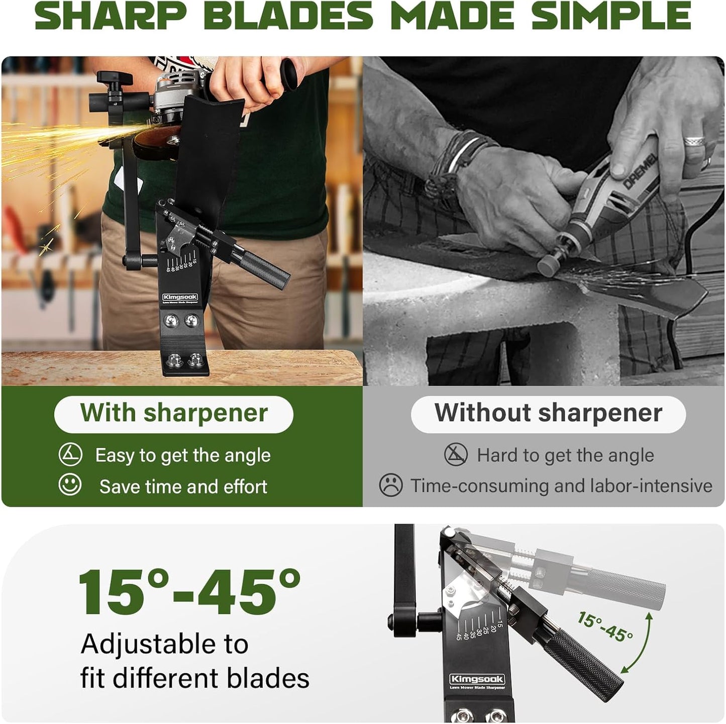 Lawn Mower Blade Sharpener, Lawnmower Blade Sharpening Tool with Blade Balancer, Blade Sharpner Kit