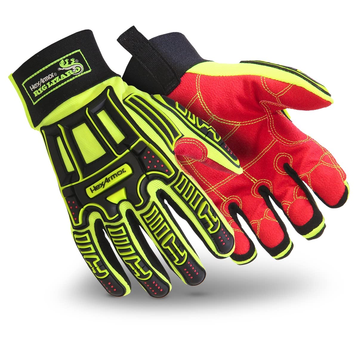 HexArmor Cut-Resistant Impact Protection PU Palm Work Gloves | Rig Lizard® Series 2095 | Large
