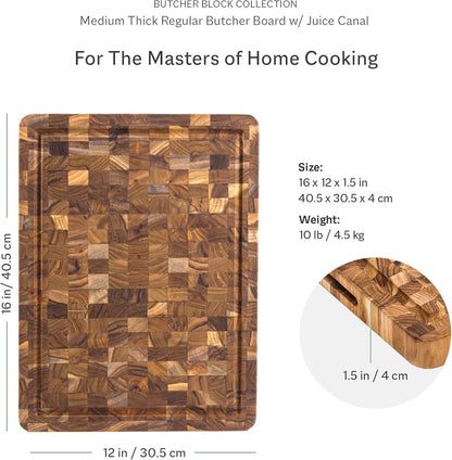 Teakhaus Butcher Block Cutting Board - Large Wooden Cutting Board - Holiday Gift Ideas for Men and Women - Gift-Ready End Grain Wood, Knife Friendly - FSC Certified