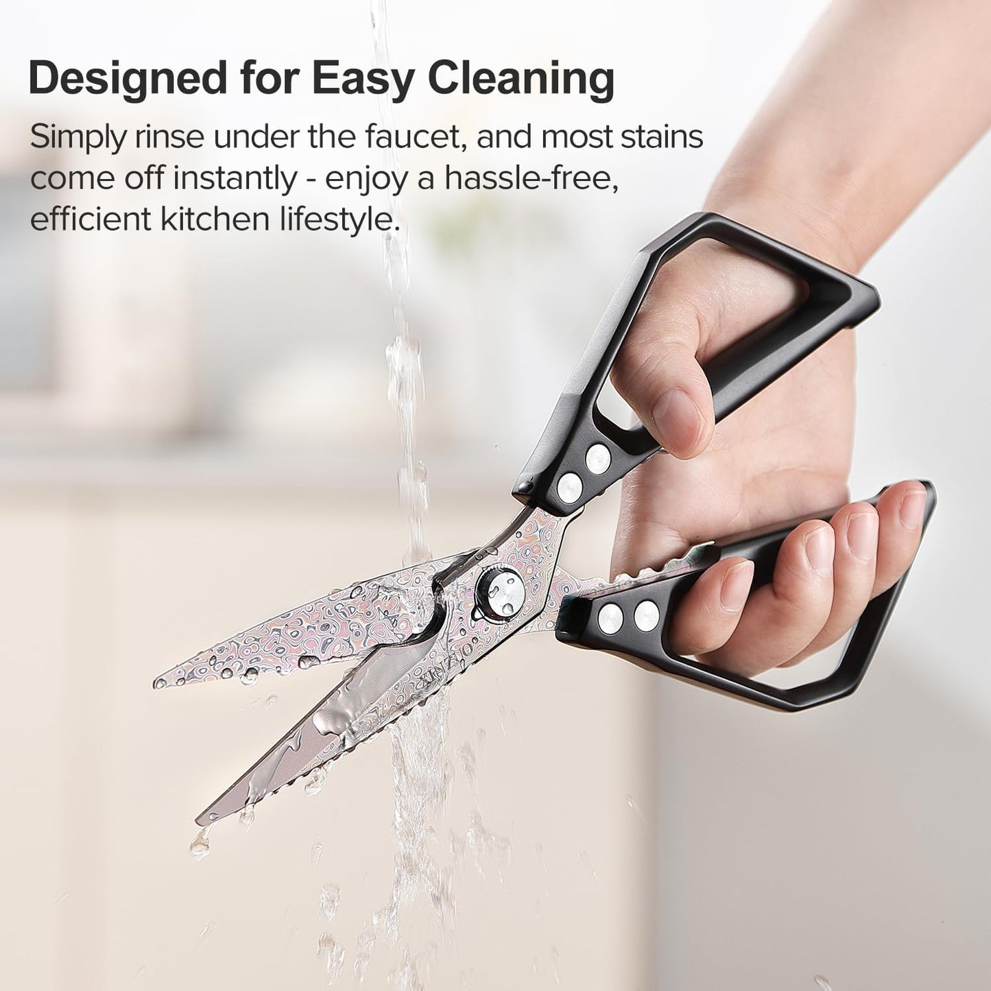 XINZUO Sandvik 14C28N Stainless Steel Multi-Purpose Kitchen Shear,Heavy Duty Kitchen Food Scissors For (Meat/Herbs/Poultry),With Silver Aluminum Alloy Handle