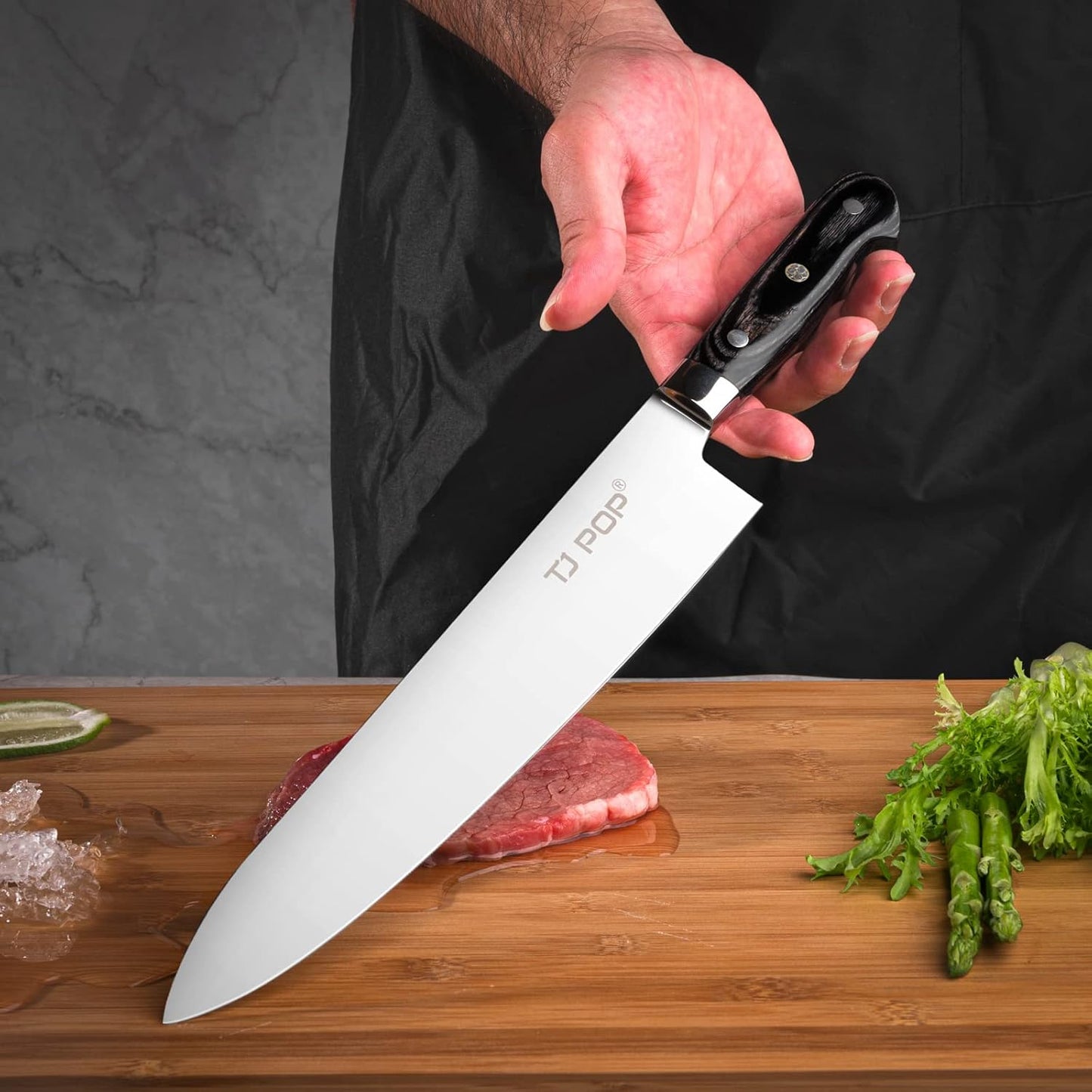 TJ POP Gyuto Chef Knife 10.6 inch, Professional Japanese Sushi Knife, Full-tang Designed, Premium High Carbon Steel Blade 270mm