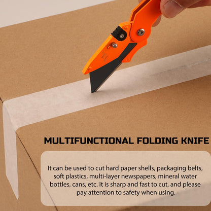 Lichamp 6-Pack Folding Utility Knife, Quick-Change Box Cutter with Razor Blades & Belt Clip, Portable Construction Tool for DIY, Outdoor & Warehouse Use, Black