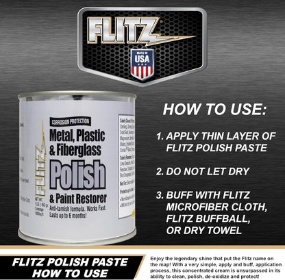 Flitz Metal Polish Paste - 1.76oz USA-Made Polish for Solid Chrome, Stainless Steel, & Aluminum - Non-Abrasive for Light Oxidation - Requires Manual Buffing - Not for Plated/Coated Surfaces (1 Pack)