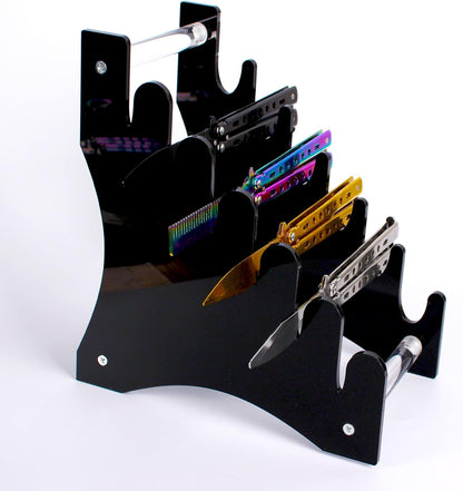 WANLIAN Dagger holder Hunting knife holder Fixed blade knife holder Acrylic tabletop display stand holds 6 knives (Black)