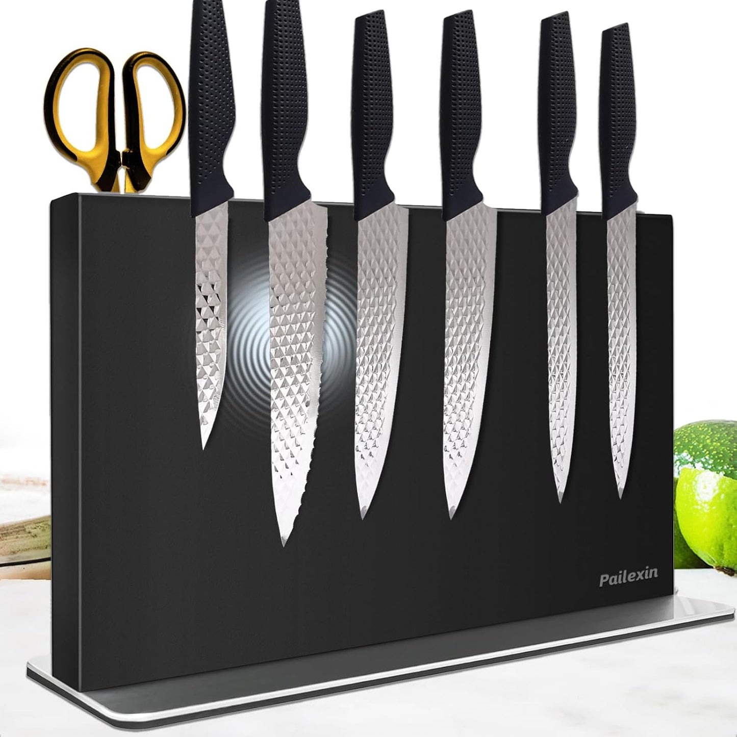Magnetic Knife Block Without Knives—Stainless Steel Double-Sided Magnetic Knife Holder Stand with Strong Magnets, Knife Storage Organizer for Kitchen Counter top