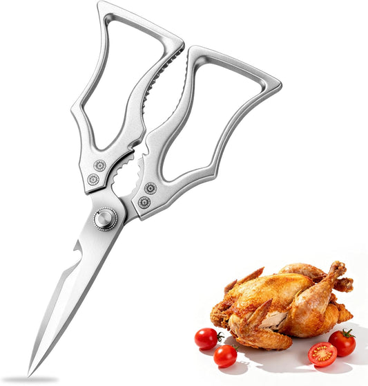 Heavy Duty Kitchen Scissors, High Carbon Stainless Steel Poultry Shears, Ultra Sharp Multi-Purpose Food Cutter with Jar Opener and Large Ergonomic Handles for Chicken, Meat, and BBQ
