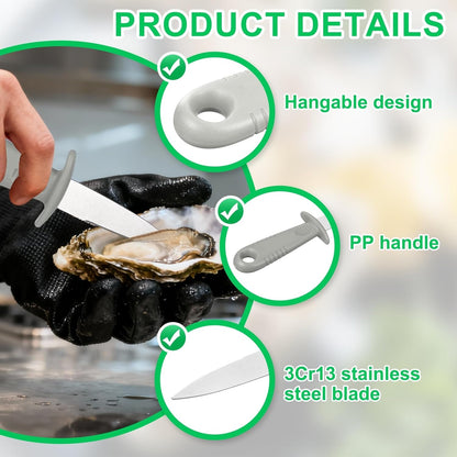 uxcell 3 Pcs Stainless Steel Oyster Shucking Knife, Oyster Shucking Shell Opener Knife Non-Slip for Shellfish Opening Seafood Restaurants Home Use, Red