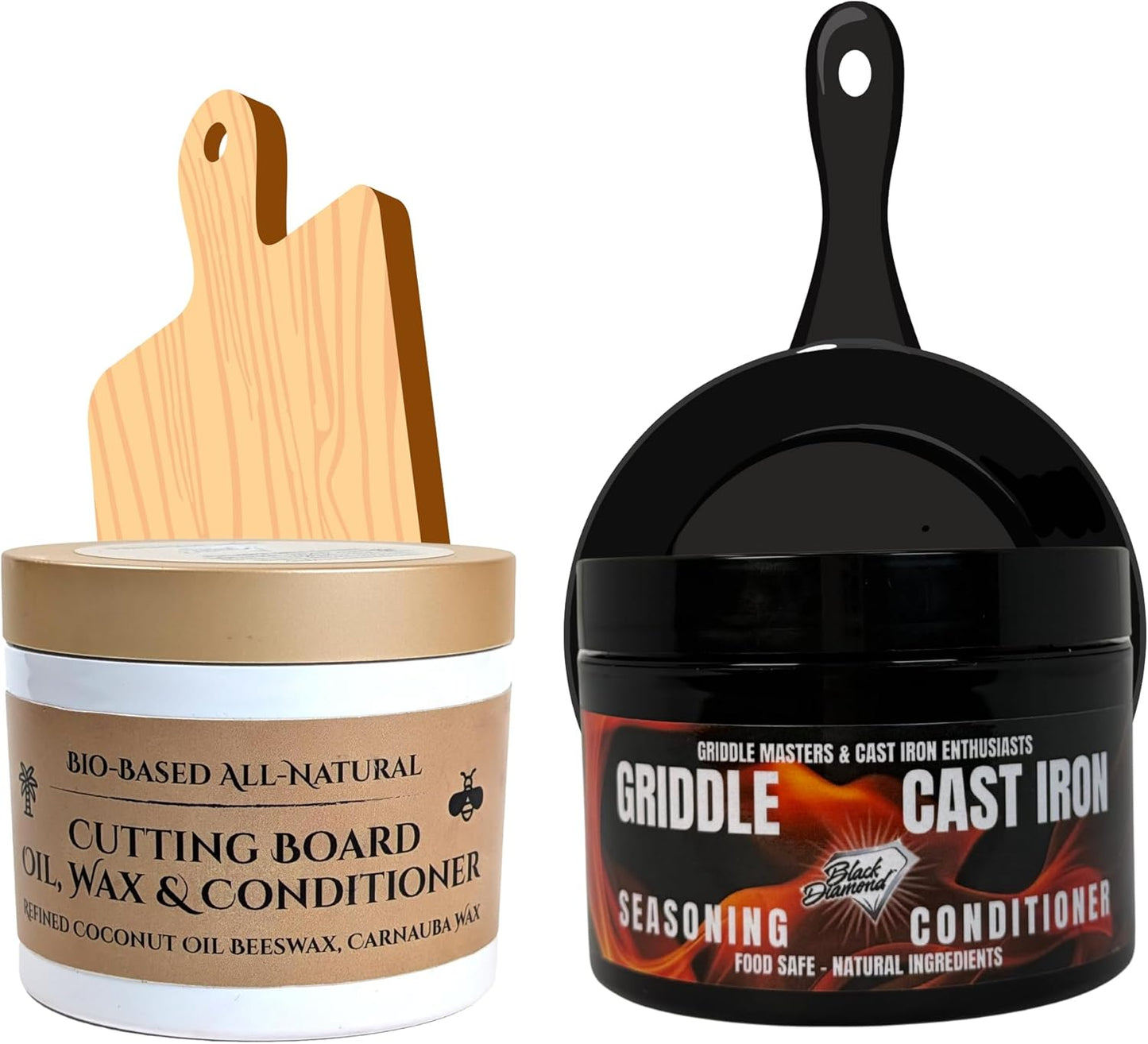 Black Diamond Stoneworks Natural Coconut Oil, Beeswax & Carnauba Wax Wood Conditioner, 5oz Tub for Cutting Boards & Butcher Blocks, Food Safe, Protects, Conditions & Extends Longevity (5.7 oz)2 PK.