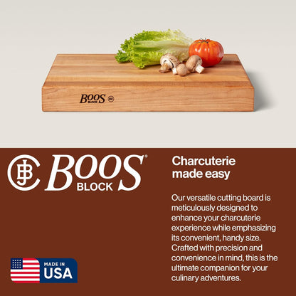 John Boos Handle Boards Series Rectangular Wooden Maple Cutting Board 24”x18” – 2.25” Thick, 30-lb Reversible Butcher Block with Juice Groove, Edge-Grain & Metal Handles