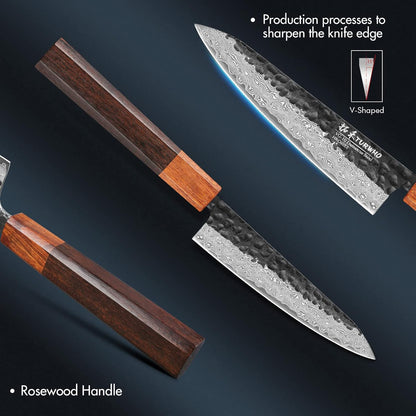 TURWHO 5-inch Utility Knife Japanese Hand Forged 67 Layer Damascus Steel Kitchen Chef knives Paring Tools